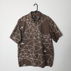 Sig Zane Sigon Smith Brown Cotton Popover Hawaiian Mandala Aloha Shirt Large